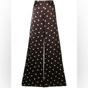 EUC Ganni Cameron Polka Dot Wide-leg Trousers Chocolate Brown Pants
